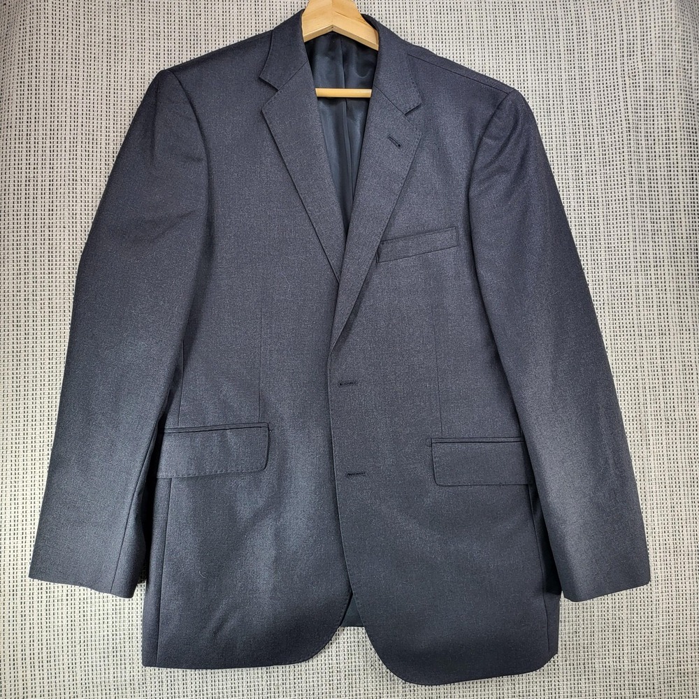 Saks Fifth Avenue Blazer Mens 40R Charcoal Wool Loro Piana Super 130s Sport Coat